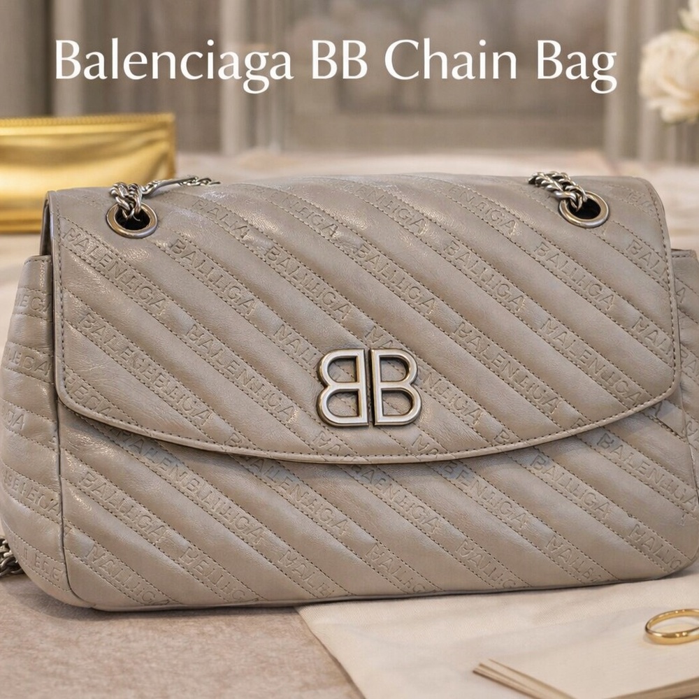 Balenciaga Silver BB Chain Shoulder Bag